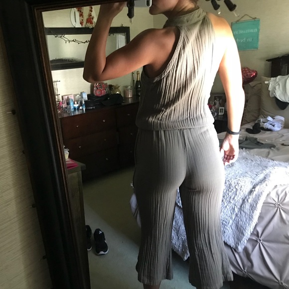 Olive High Neck 7/8 Jumpsuit - Picture 2 of 2